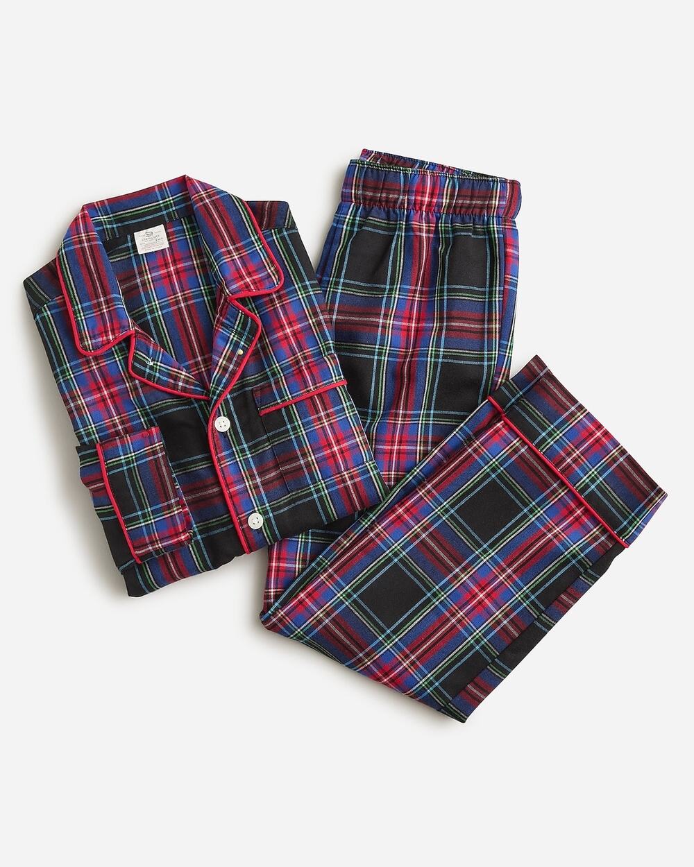 J.Crew Crewcuts Flannel Sleep Set in Black Stewart Tartan pattern Sz L (10-11)